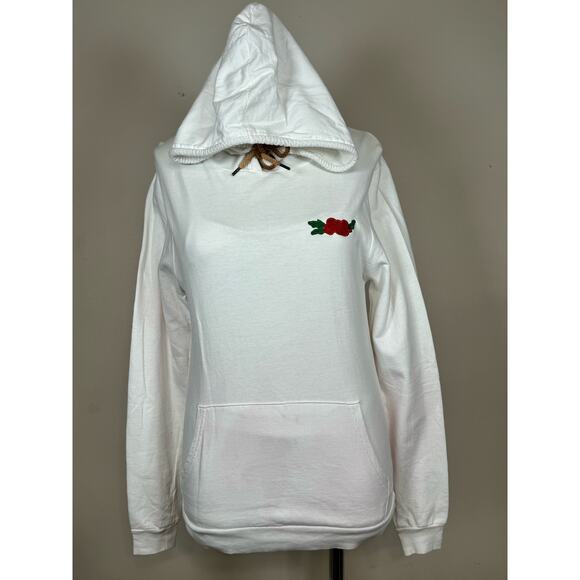 On Fire White Hoodie Pullover Jacket Women Size M USED - Picture 1 of 8